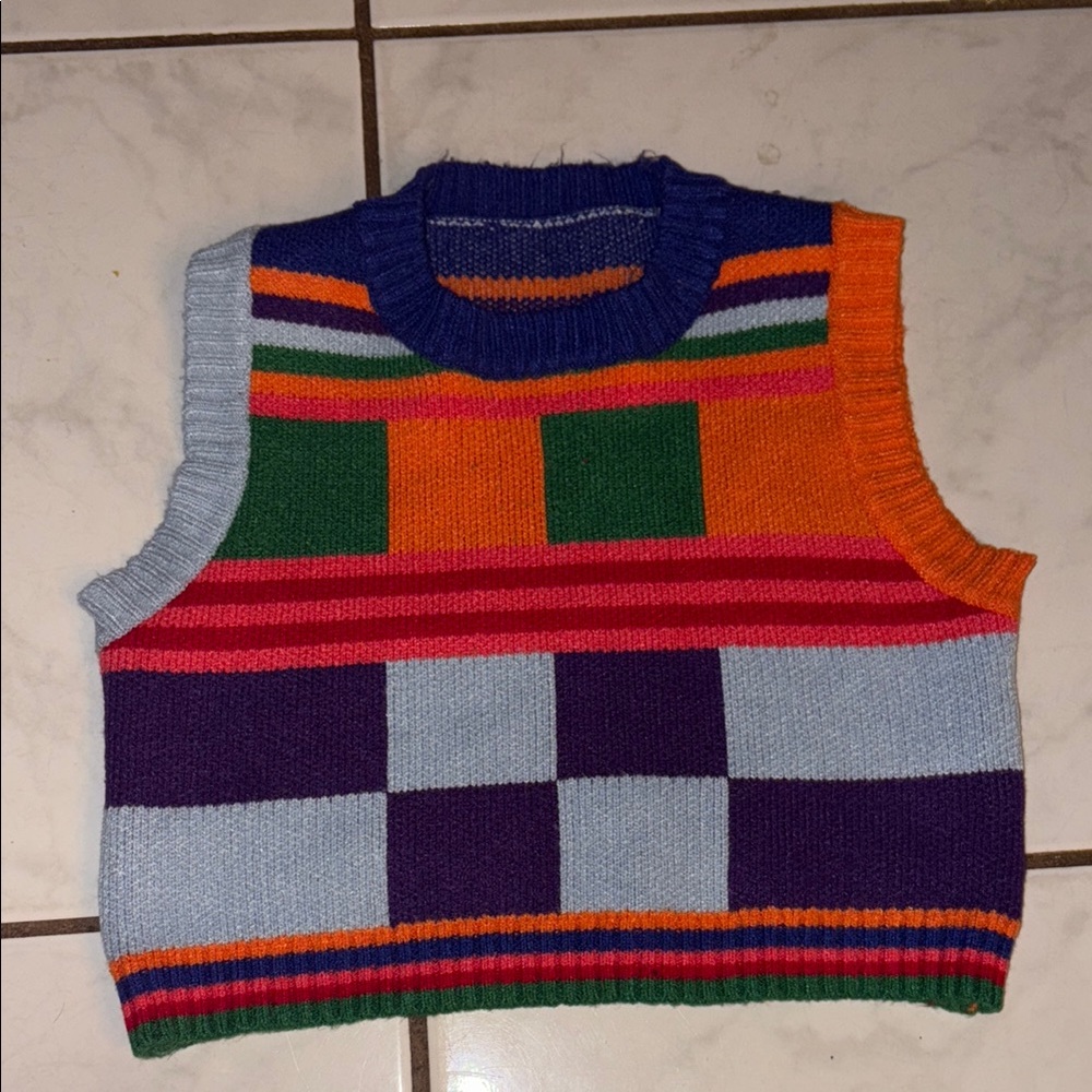 Colorful Patchwork Knit Vest